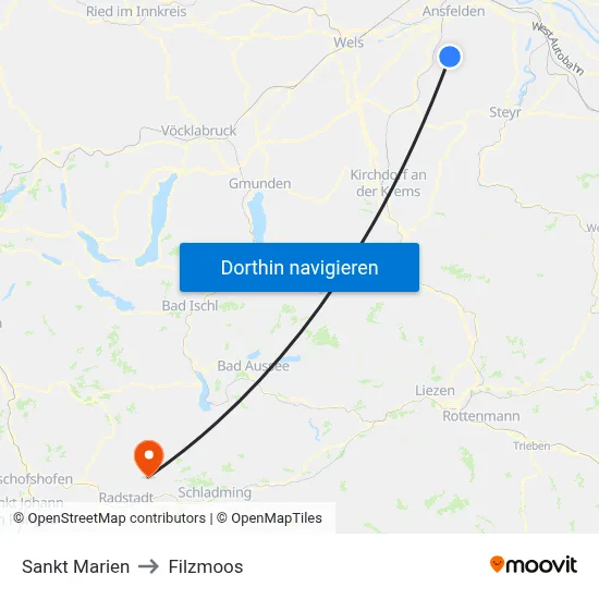 Sankt Marien to Filzmoos map
