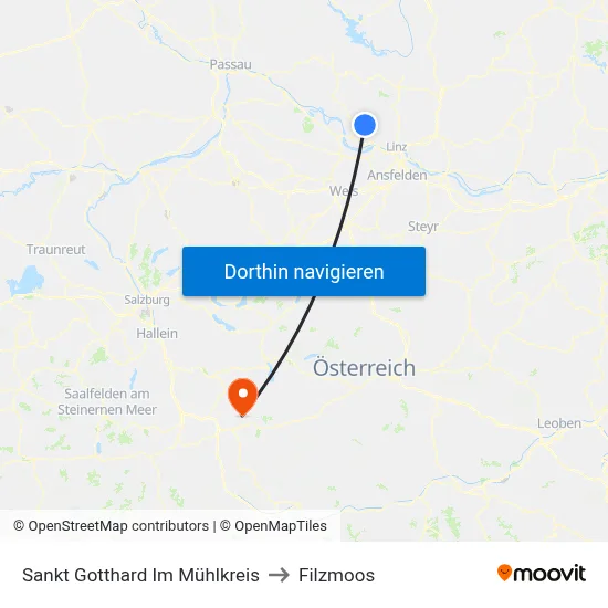 Sankt Gotthard Im Mühlkreis to Filzmoos map