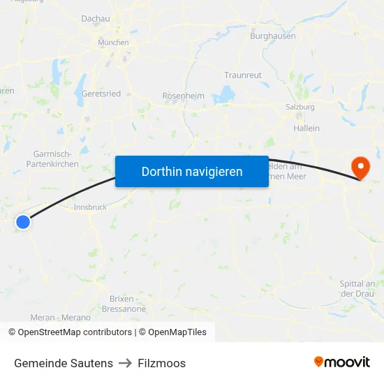 Gemeinde Sautens to Filzmoos map