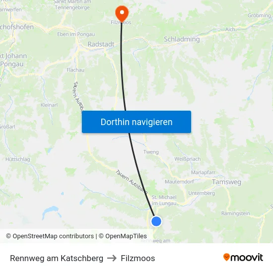 Rennweg am Katschberg to Filzmoos map