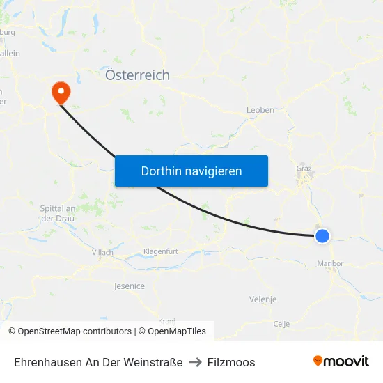 Ehrenhausen An Der Weinstraße to Filzmoos map
