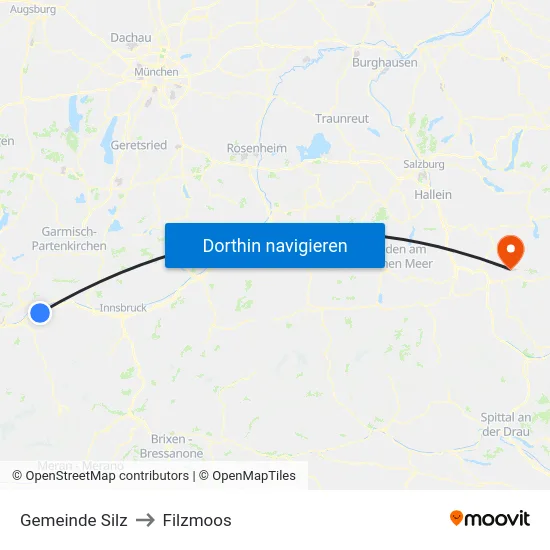 Gemeinde Silz to Filzmoos map