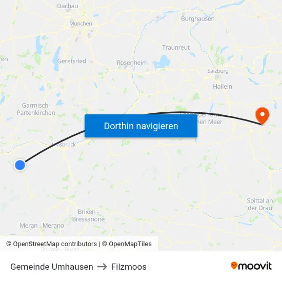 Gemeinde Umhausen to Filzmoos map