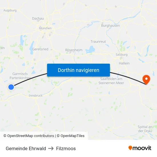 Gemeinde Ehrwald to Filzmoos map
