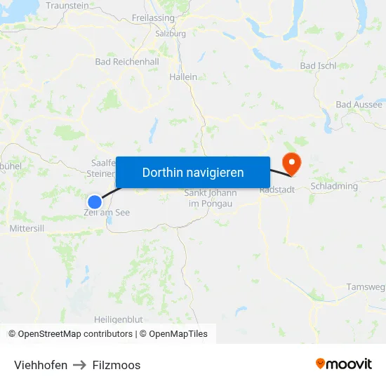 Viehhofen to Filzmoos map