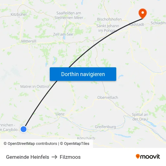 Gemeinde Heinfels to Filzmoos map
