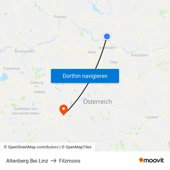 Altenberg Bei Linz to Filzmoos map