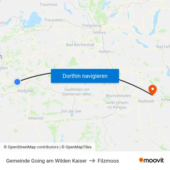 Gemeinde Going am Wilden Kaiser to Filzmoos map