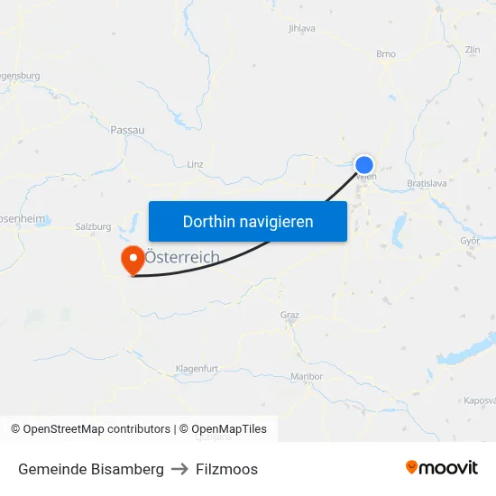 Gemeinde Bisamberg to Filzmoos map
