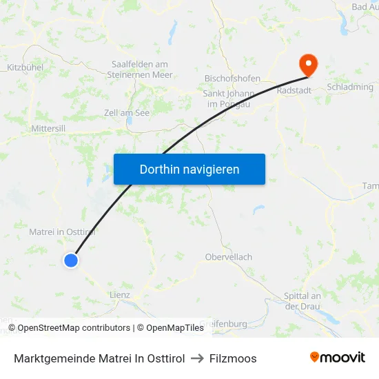 Marktgemeinde Matrei In Osttirol to Filzmoos map