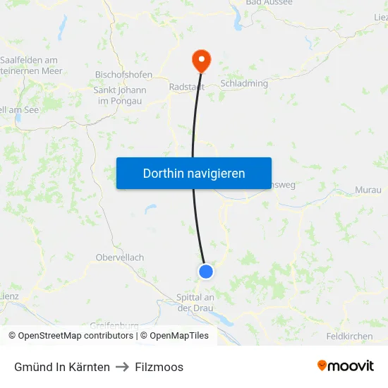 Gmünd In Kärnten to Filzmoos map