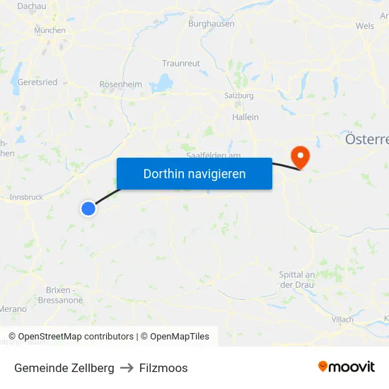 Gemeinde Zellberg to Filzmoos map