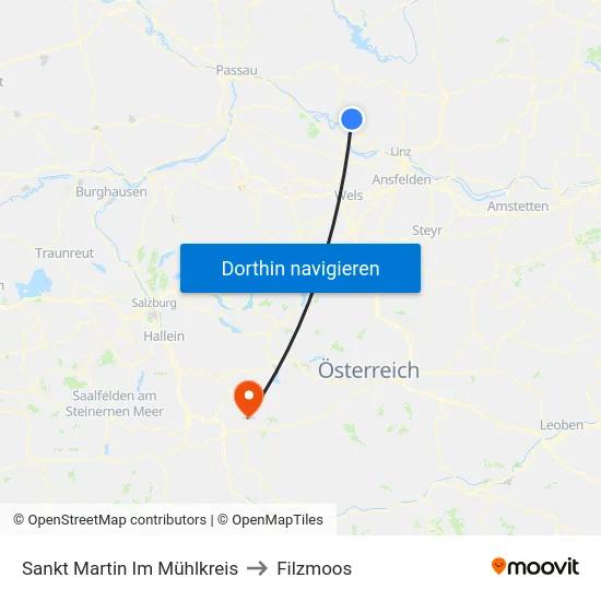 Sankt Martin Im Mühlkreis to Filzmoos map