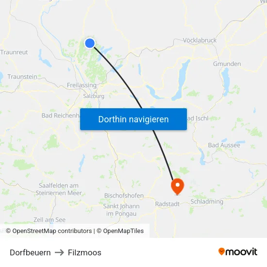 Dorfbeuern to Filzmoos map