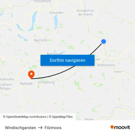 Windischgarsten to Filzmoos map