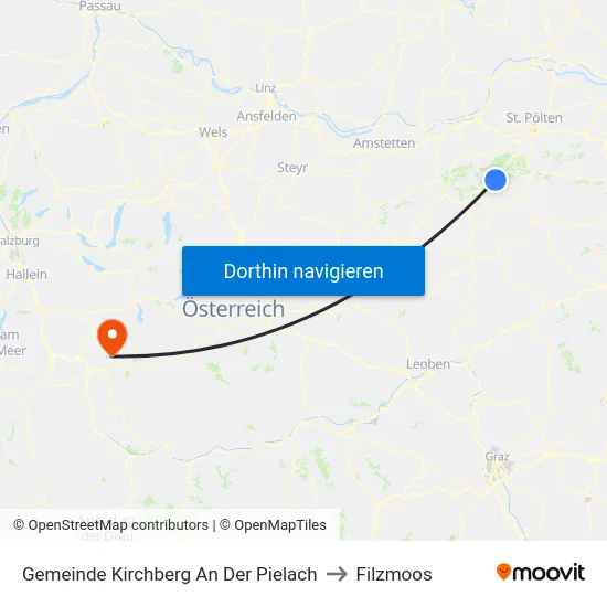 Gemeinde Kirchberg An Der Pielach to Filzmoos map