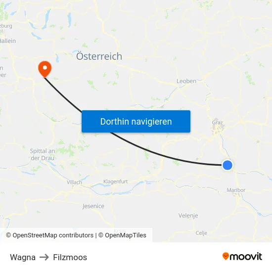 Wagna to Filzmoos map