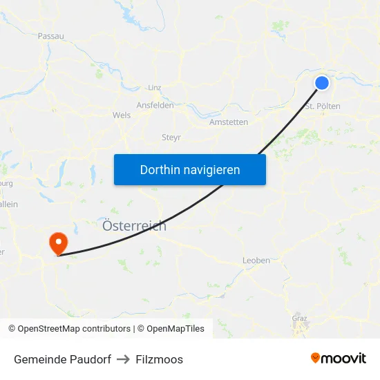 Gemeinde Paudorf to Filzmoos map