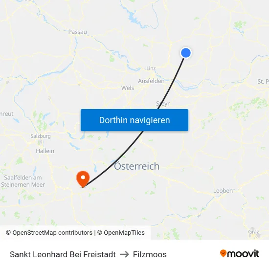 Sankt Leonhard Bei Freistadt to Filzmoos map