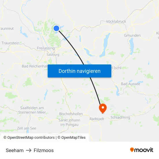 Seeham to Filzmoos map
