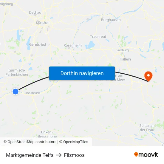 Marktgemeinde Telfs to Filzmoos map
