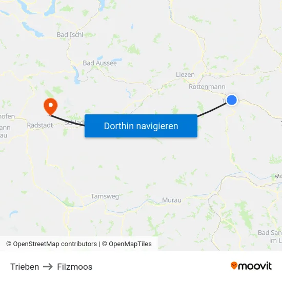 Trieben to Filzmoos map