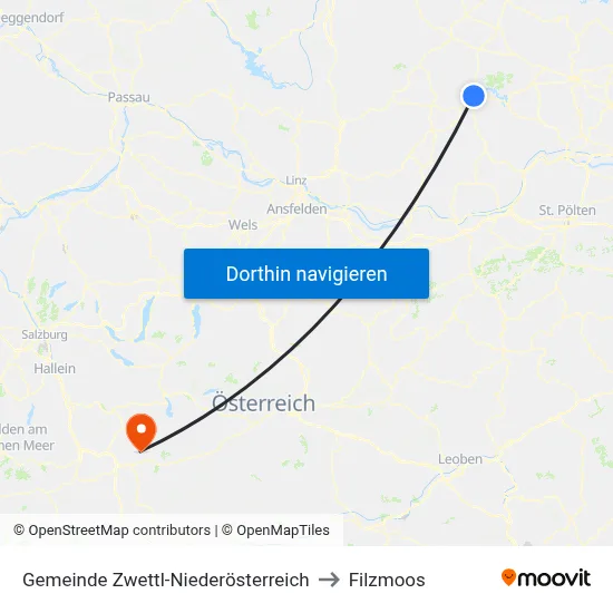 Gemeinde Zwettl-Niederösterreich to Filzmoos map