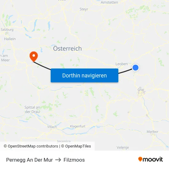 Pernegg An Der Mur to Filzmoos map