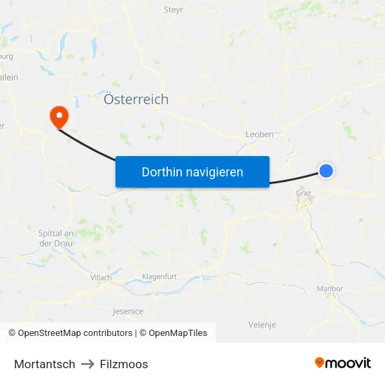 Mortantsch to Filzmoos map
