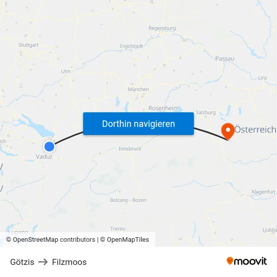 Götzis to Filzmoos map
