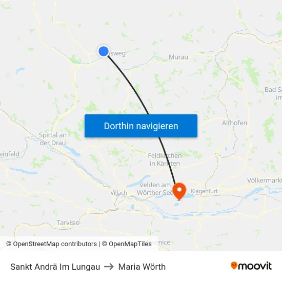 Sankt Andrä Im Lungau to Maria Wörth map