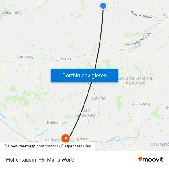 Hohentauern to Maria Wörth map