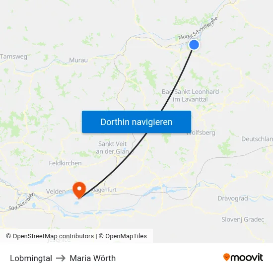 Lobmingtal to Maria Wörth map