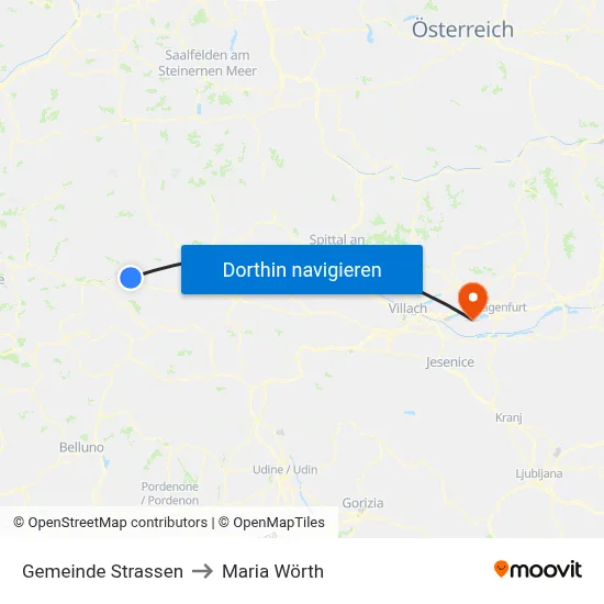 Gemeinde Strassen to Maria Wörth map