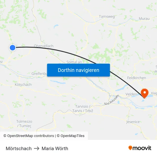 Mörtschach to Maria Wörth map