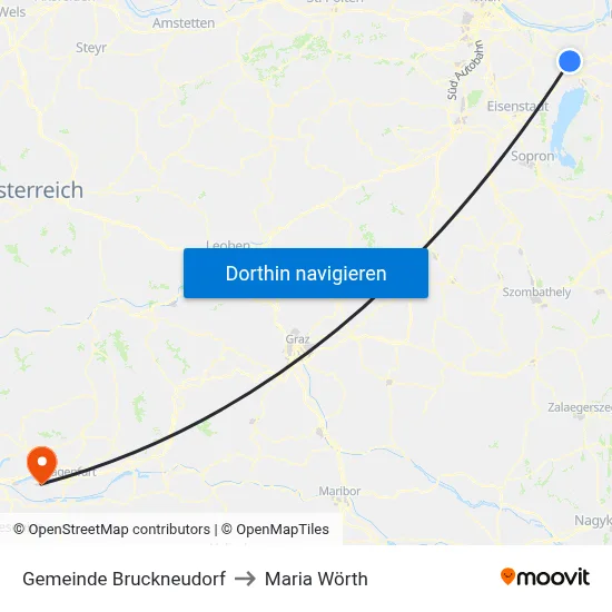 Gemeinde Bruckneudorf to Maria Wörth map