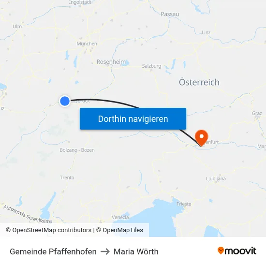 Gemeinde Pfaffenhofen to Maria Wörth map