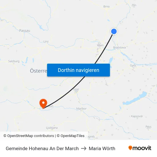 Gemeinde Hohenau An Der March to Maria Wörth map