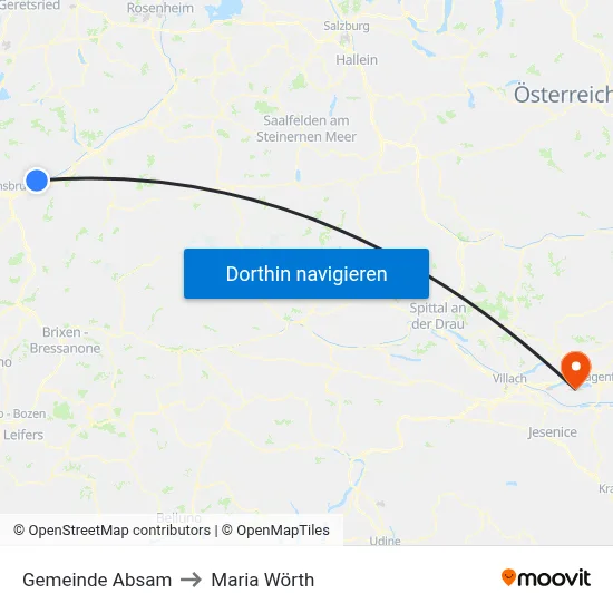 Gemeinde Absam to Maria Wörth map