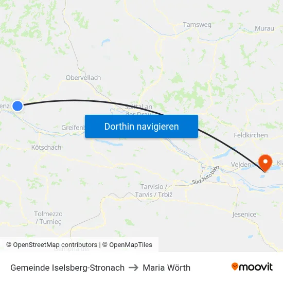 Gemeinde Iselsberg-Stronach to Maria Wörth map