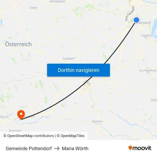 Gemeinde Pottendorf to Maria Wörth map