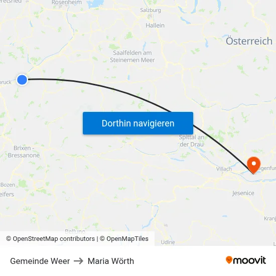 Gemeinde Weer to Maria Wörth map