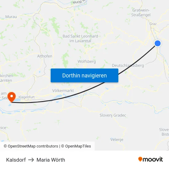 Kalsdorf to Maria Wörth map