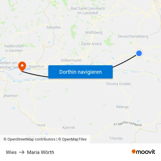 Wies to Maria Wörth map