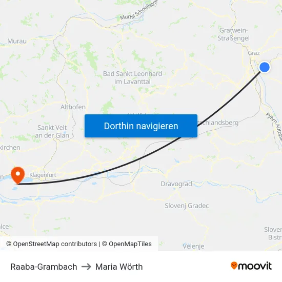 Raaba-Grambach to Maria Wörth map