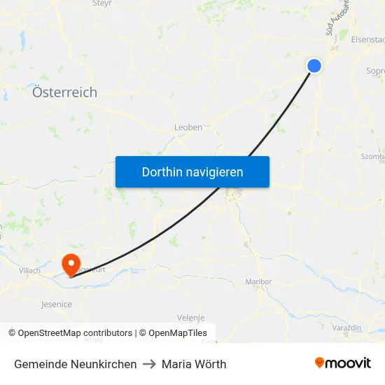 Gemeinde Neunkirchen to Maria Wörth map