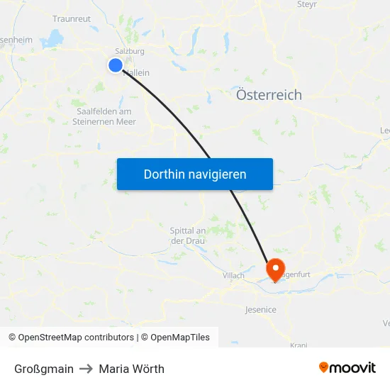 Großgmain to Maria Wörth map