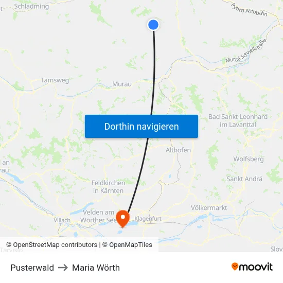 Pusterwald to Maria Wörth map