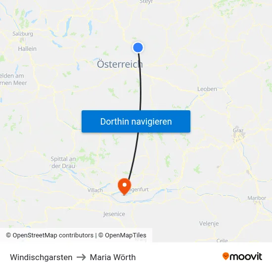 Windischgarsten to Maria Wörth map