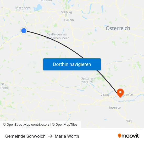 Gemeinde Schwoich to Maria Wörth map